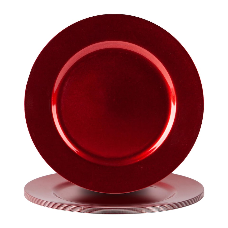 image 1 of Argon Tableware Metallic Charger Plates - 33cm - Red - Pack of 6