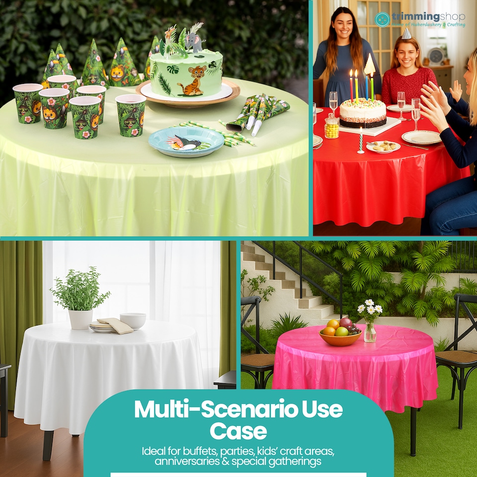 image 1 of Disposable Plastic Table Cover, Waterproof Tablecloth - 84 Inch