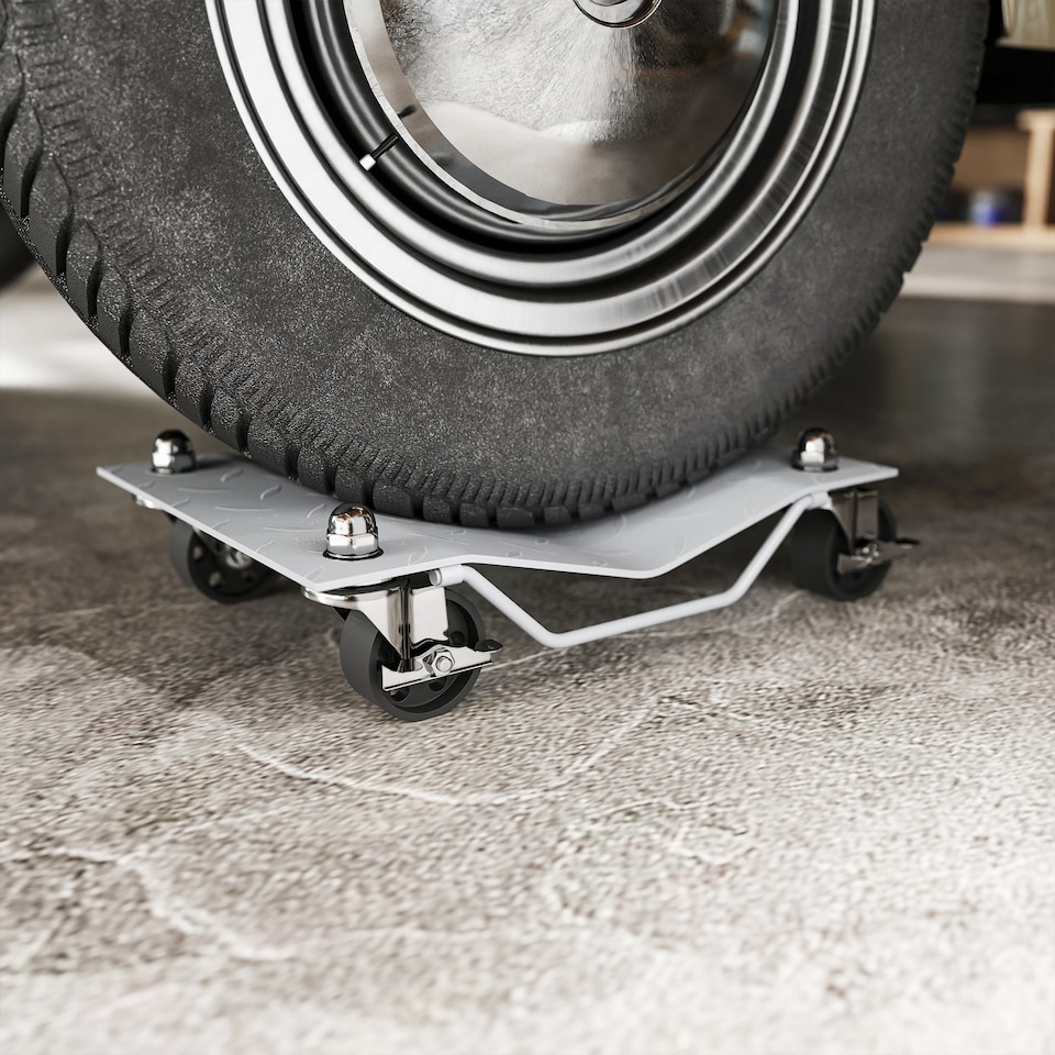 image 1 of DURHAND 2 PCS Car Wheel Dollies with Swivel Casters, 680kg Capacity Car Dolly Skates Wheel Dolly Set with Non-Slip Metal Plates, Grey