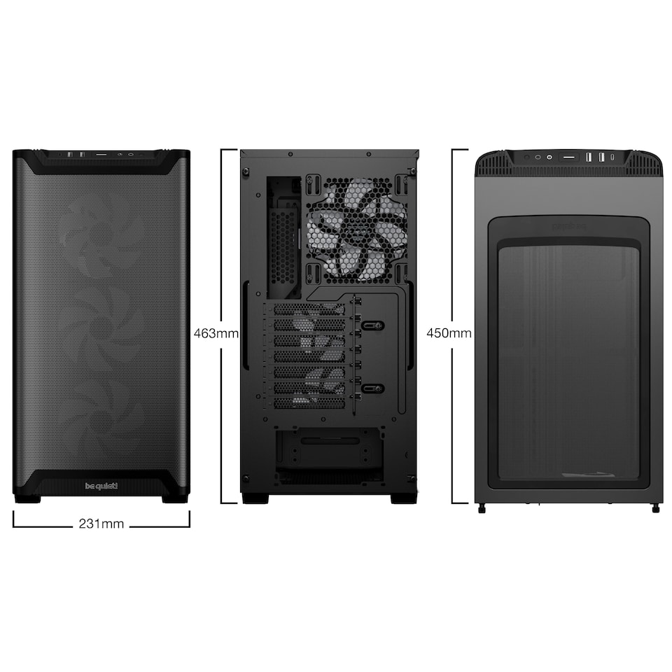 image 1 of BeQuiet Pure Base 501 LX Tempered Glass Mid Tower Gaming PC Case Black - BGW78