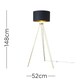 image 2 of ValueLights Aero Modern Gold Hairpin Design Tripod Floor Lamp with Black/Gold Drum Shade - Includes 6w LED GLS Bulb 3000K