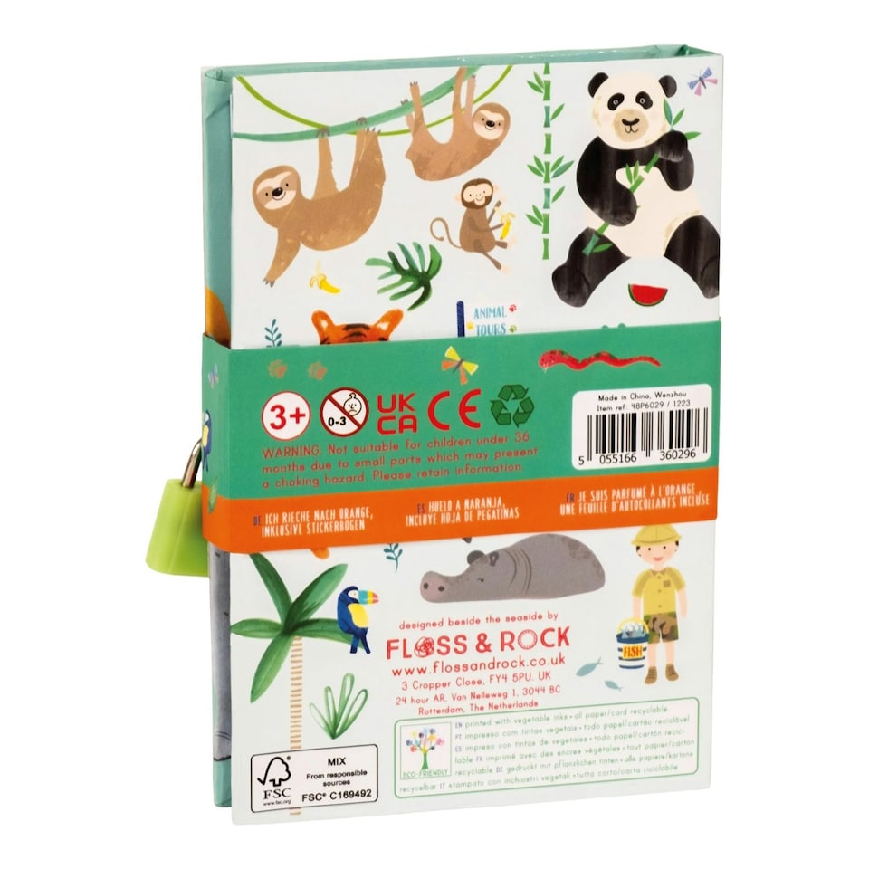 image 1 of Floss & Rock Children's Lockable Secret Diary Notebook - Jungle Animals