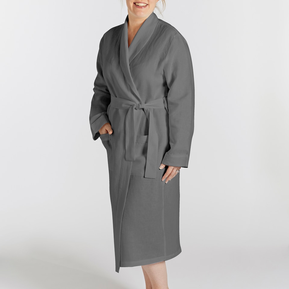 image 1 of Martex Linen Bathrobe Small Charcoal
