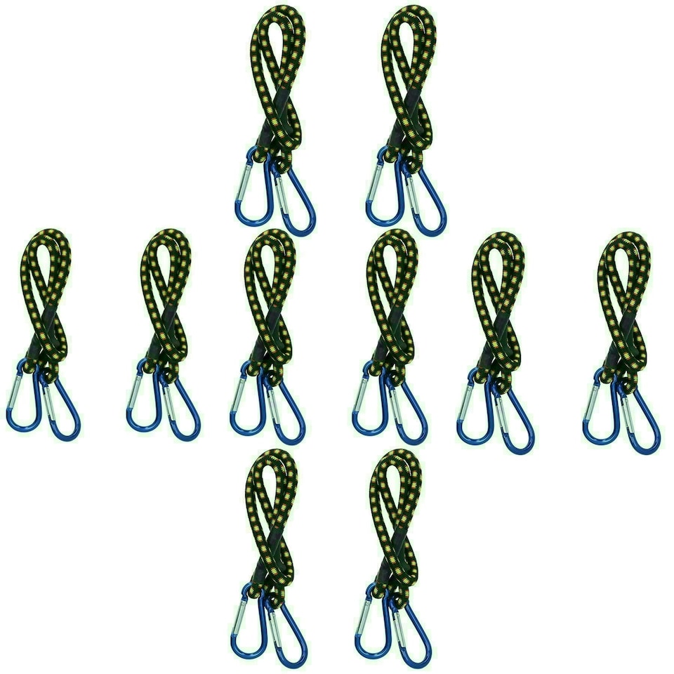 image 1 of 24" Bungee Strap with Aluminium Carabiners Hook Tie Down Fastener Holder 10pc