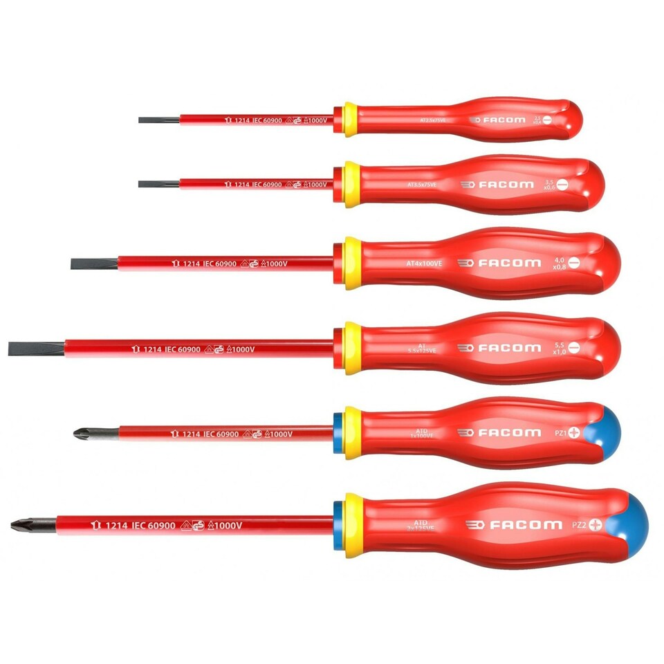 Facom Protwist Vde Screwdriver Set, 6 Piece - Multi Colour - One Size