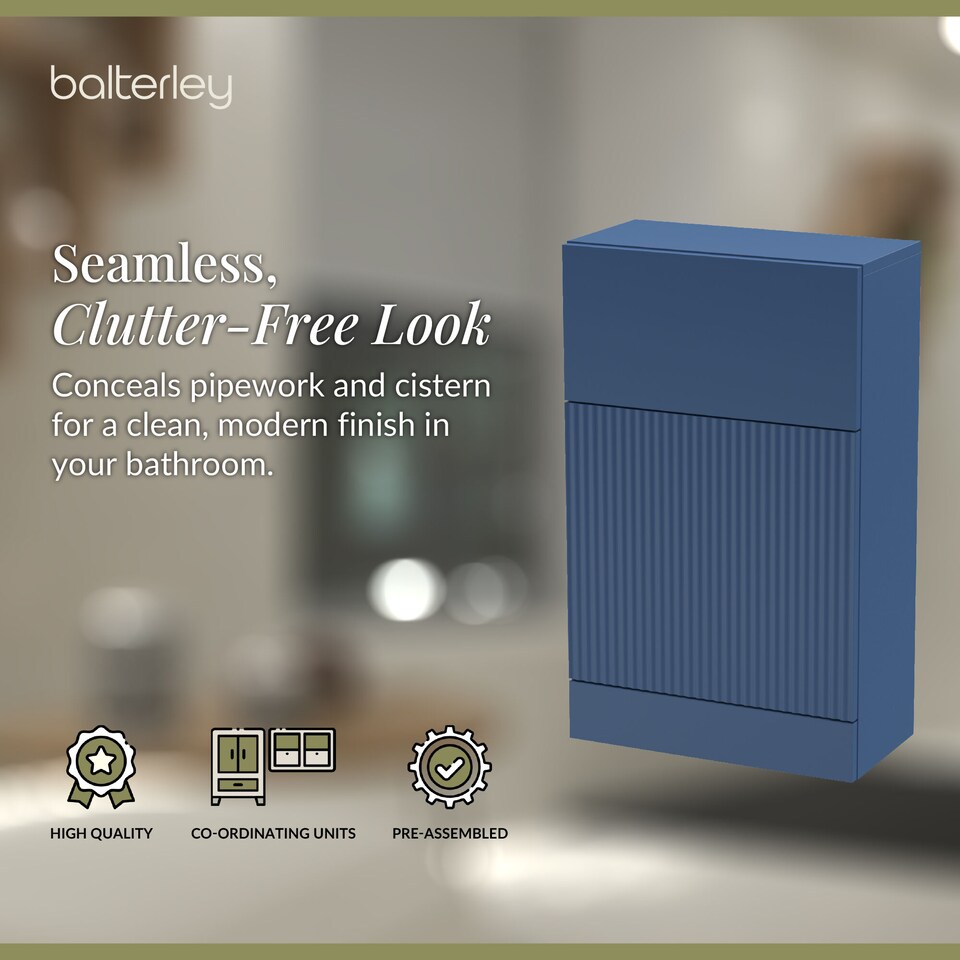 image 1 of Contemporary Fluted 500mm Floor Standing WC Unit, Satin Blue | Blue | Satin Blue | 253 x 500 x 810mm