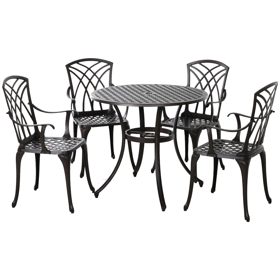 image 1 of Outsunny 5 PCs Coffee Table Chairs Outdoor Garden Furniture Set