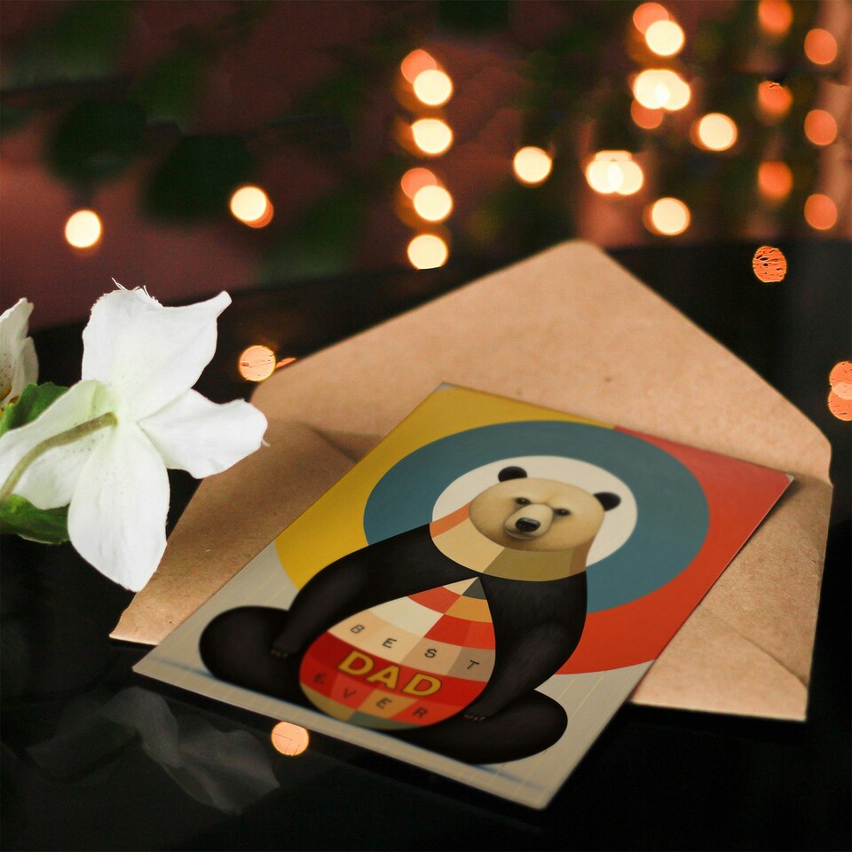 image 1 of Fathers Day Grizzly Bullseye Best Ever Bear Dad Card