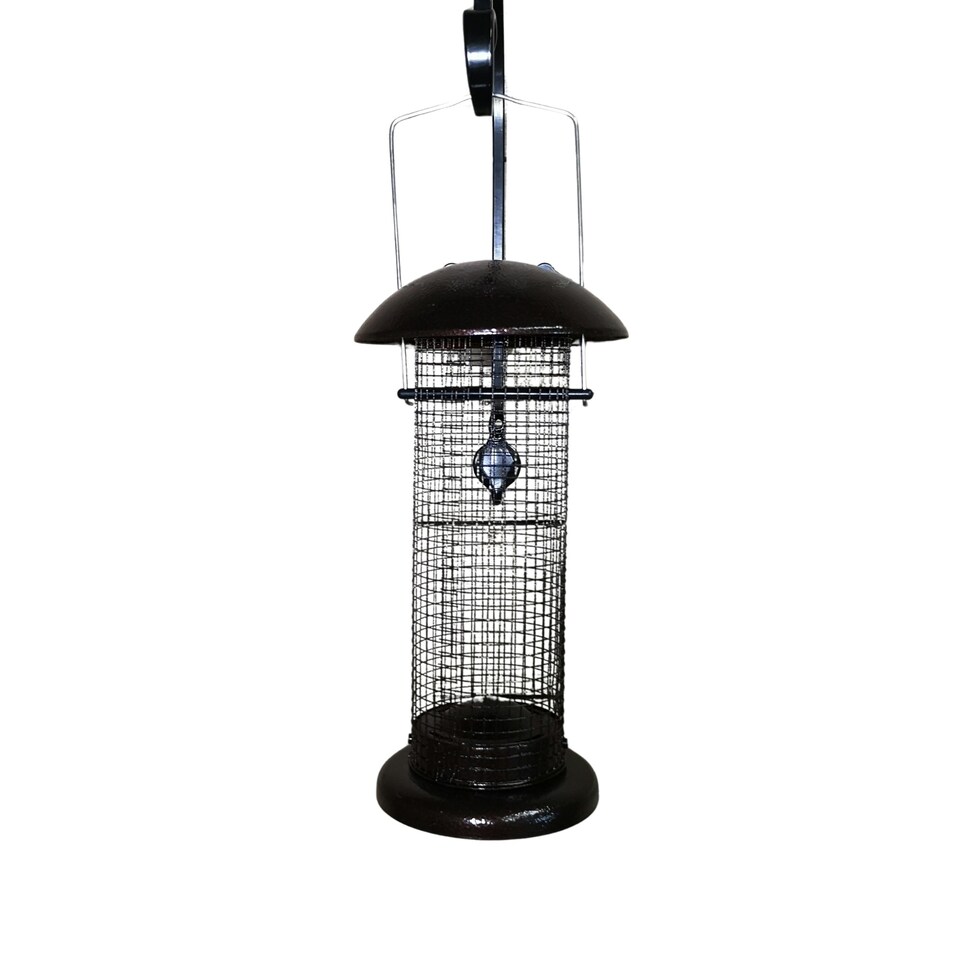 image 1 of Tom Chambers Giant Heavy Duty Flick Top Garden Wild Bird Hanging Copper Effect Metal Peanut Feeder