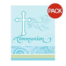 Paper Art Cross Communion Invitations (Pack of 8) - White/Blue - One Size