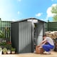 image 2 of Outsunny 5ft x 4ft Garden Shed, Metal Tool Storage Shed with Sliding Door, Sloped Roof and Foundation Kit for Garden, Patio, Grey Wood Effect | Grey | 1