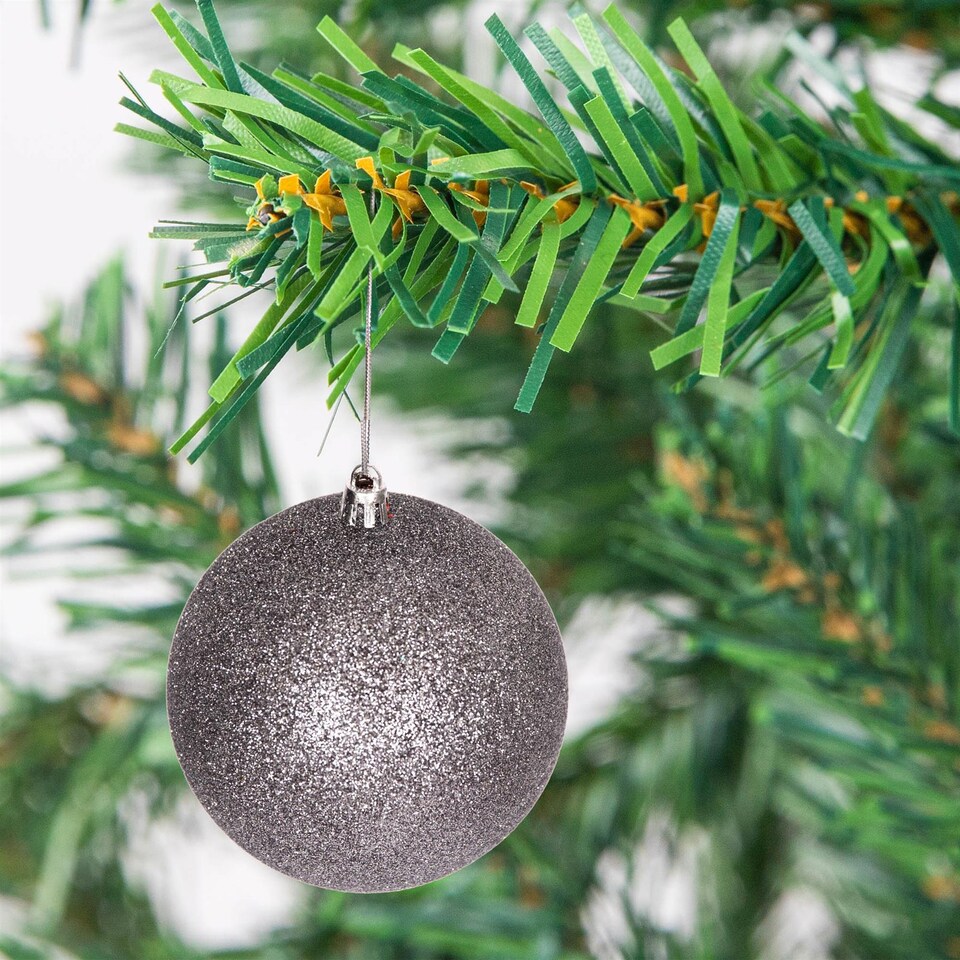 image 1 of Christmas decoration baubles mid grey 6cm 18pcs set