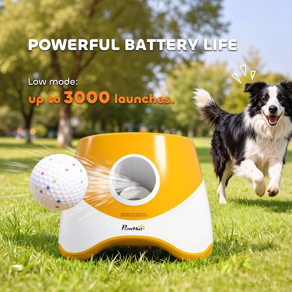 image 1 of PawHut Automatic Dog Ball Launcher with 5 ETPU Balls