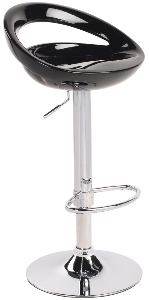 image 1 of Sorrento Swivel Breakfast Bar Stool, Chrome Stem, Height Adjustable Swivel Gas Lift, Home & Kitchen Plastic Barstool, Black