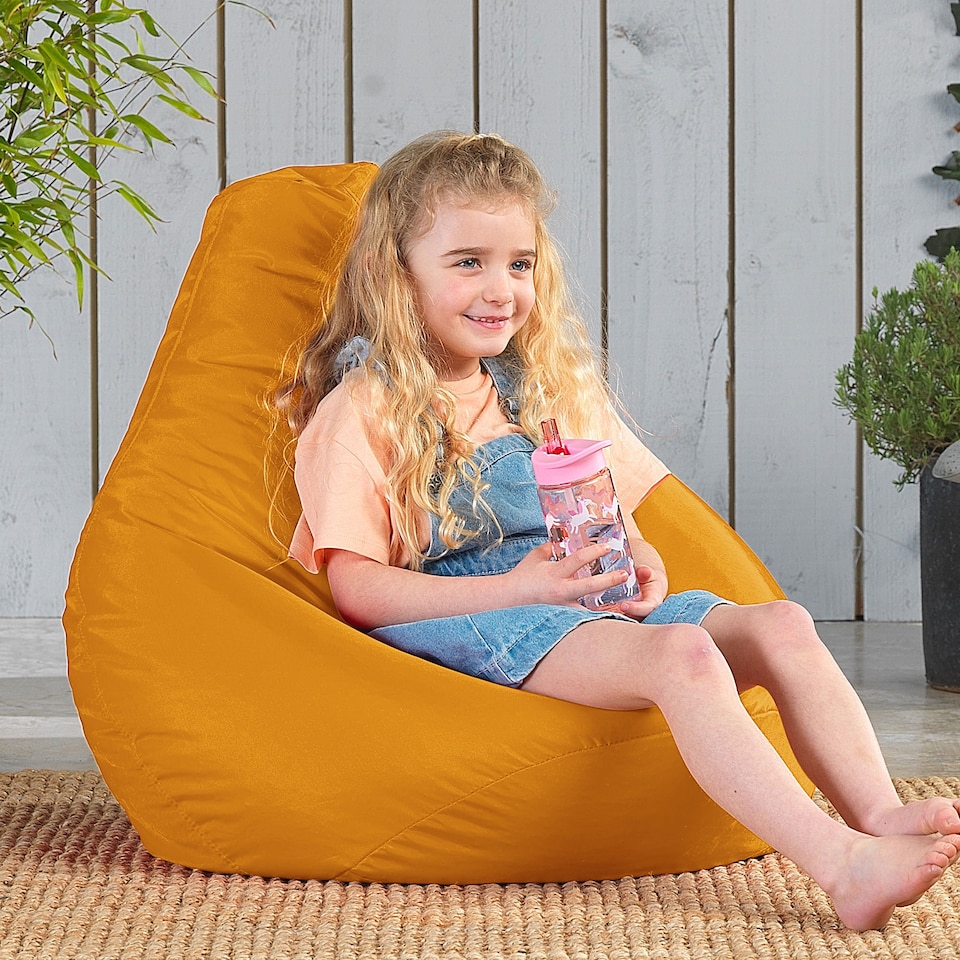 image 1 of Kids High Back Bean Bag Ochre Yellow Indoor Outdoor Childrens Bean Bags
