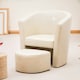 image 2 of Halewood Faux Leather Tub Chair with Integrated Stool - Cream