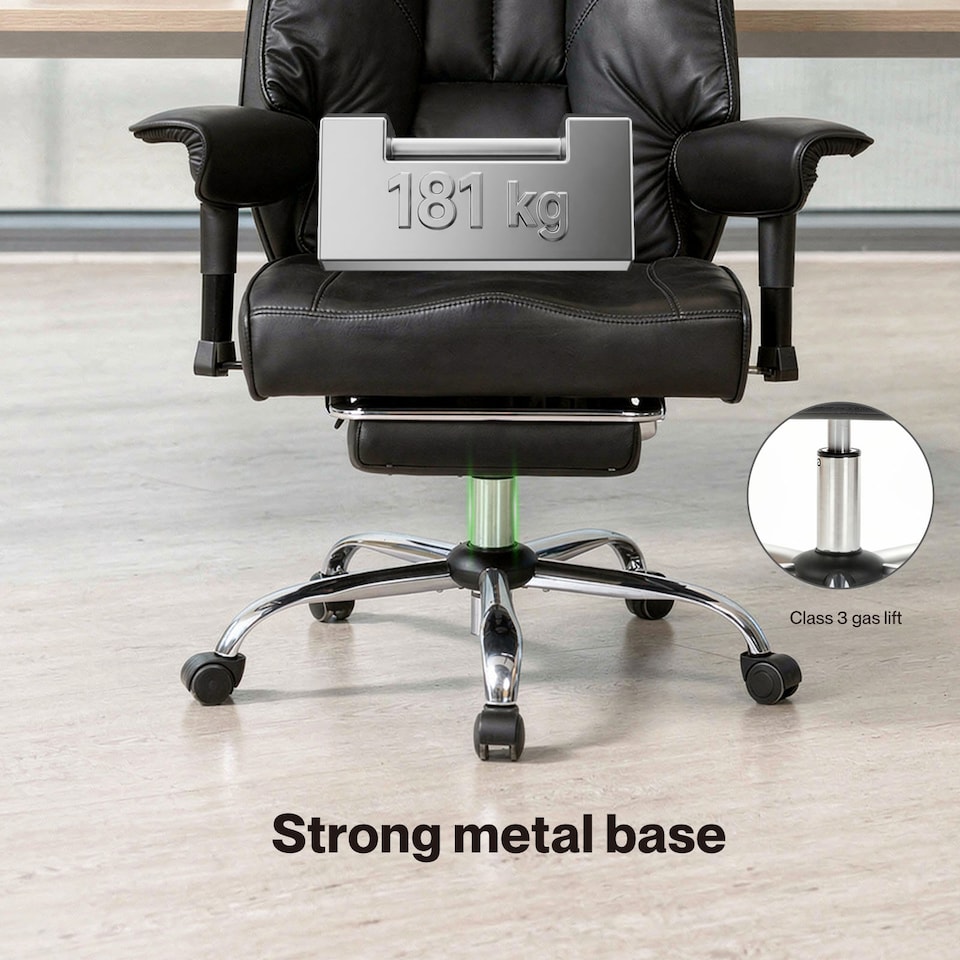 image 1 of Levede Office Chair Big Tall High Back Heavy Duty PU Recliner Executive Chair