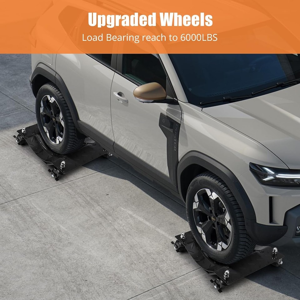 image 1 of London Boutique 4-Pack Heavy-Duty Car Dollies, 6000 lbs Capacity, 360° Swivel Nylon Wheels with Brakes for Cars, Black