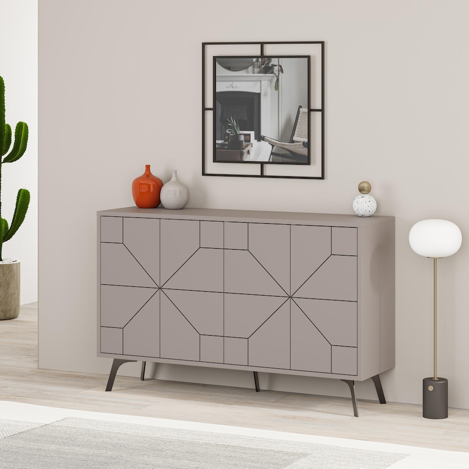 image 1 of Decortie Dune Sideboard Cabinet 123cm Mocha Grey