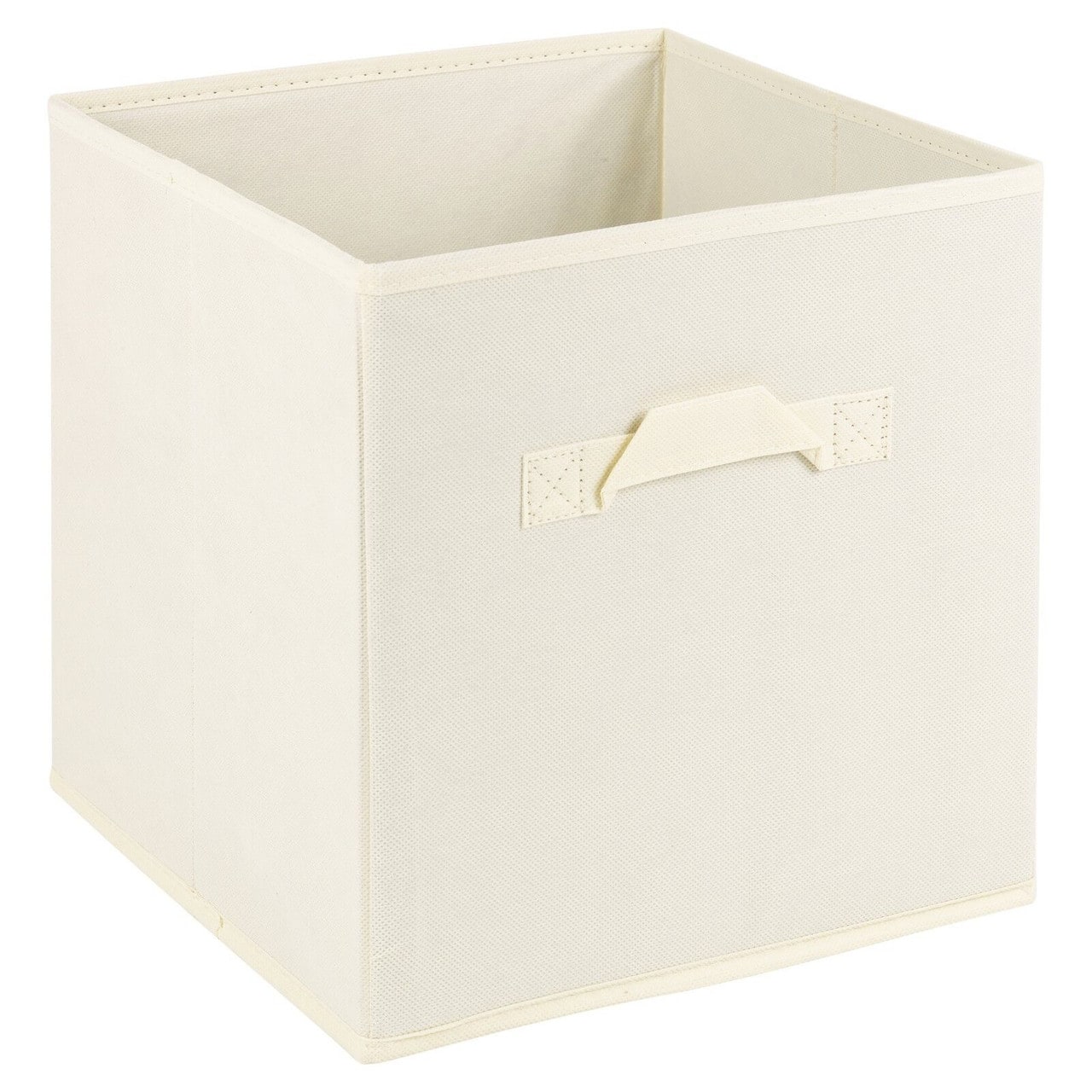 Medium Collapsible Cube Storage Boxes with Carry Handles Set of 3 Cream 1