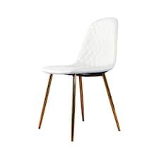 Furniturebox 2x White Corona Dining Chairs (Gold)