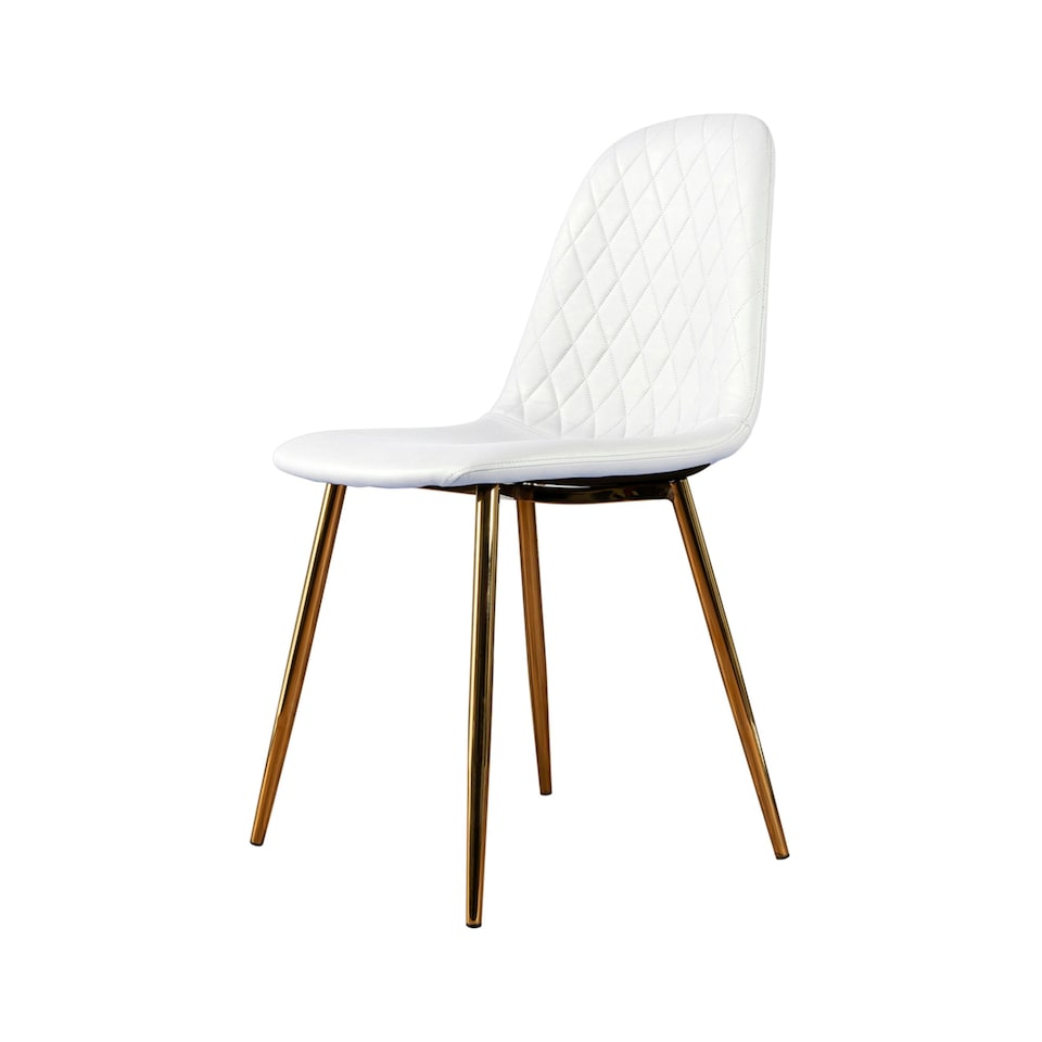 image 1 of Furniturebox 2x White Corona Dining Chairs (Gold)