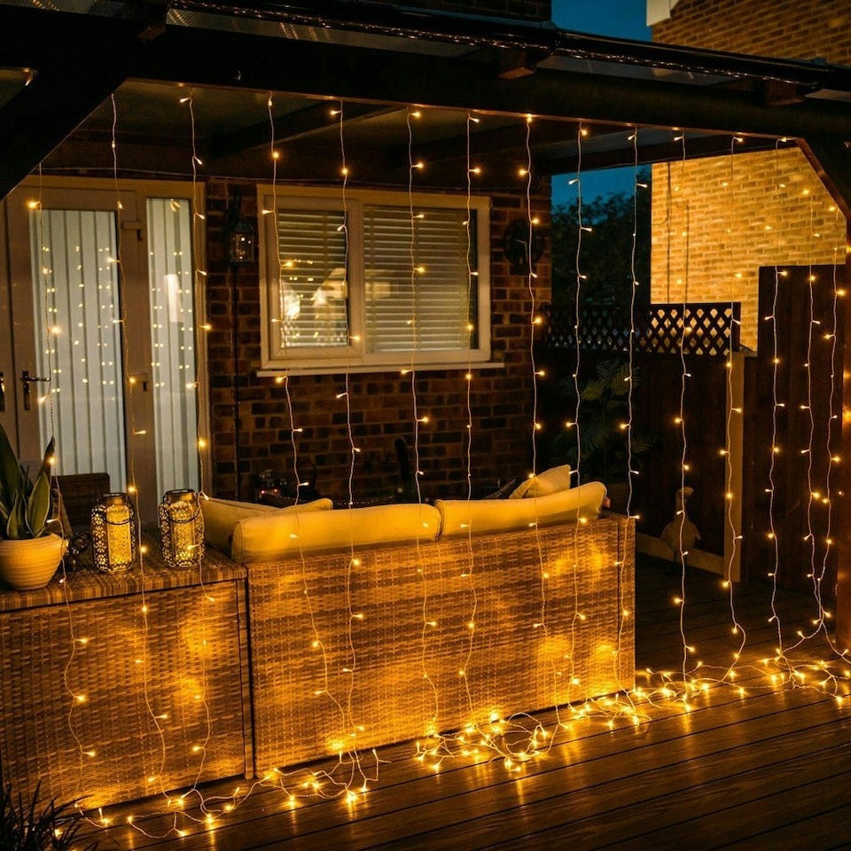 image 1 of ValueLights 3M x 3M Outdoor Christmas Curtain Fairy Lights