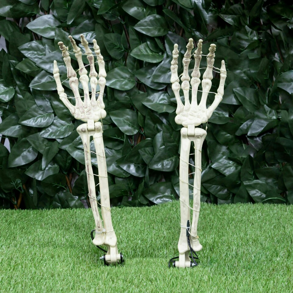 image 1 of Set of 2 Skeleton Hands Stake Lights