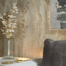Etna Metallic Wallpaper in Taupe & Gold Multi