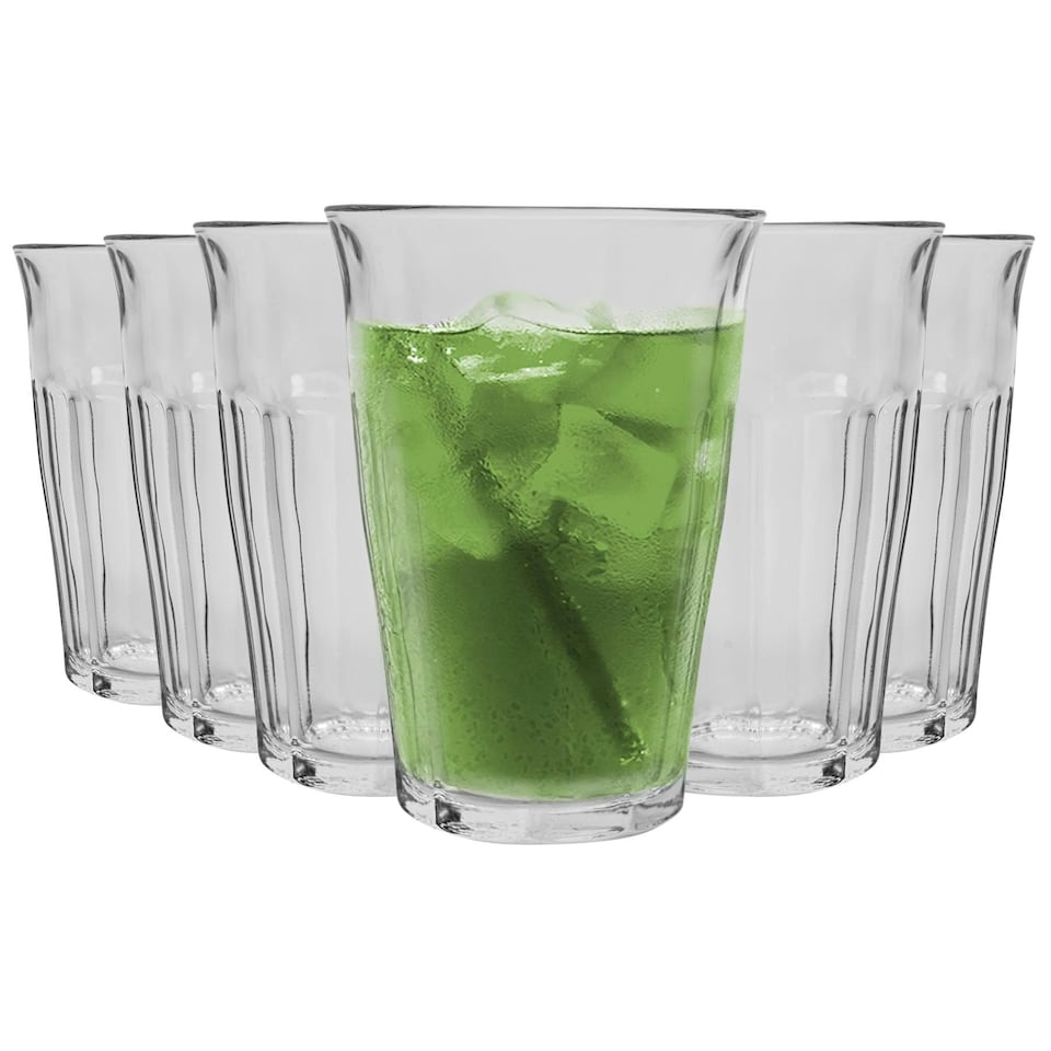 image 1 of Duralex Picardie Highball Cocktail Glasses - 360ml Glass Tumblers - Pack of 6 Clear