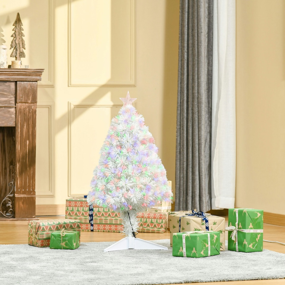 image 1 of HOMCOM 2.5FT Prelit Artificial Tabletop Christmas Tree w/ Fibre Optics for Desk