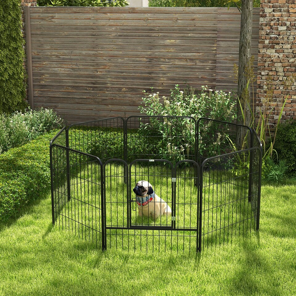 image 1 of PawHut 8 Panels Heavy Duty Puppy Play Pen for Small, Medium Dogs 79Hcm
