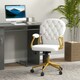 image 2 of Vinsetto Home Office Chair Button Tufted Desk Chair with Swivel Wheels White