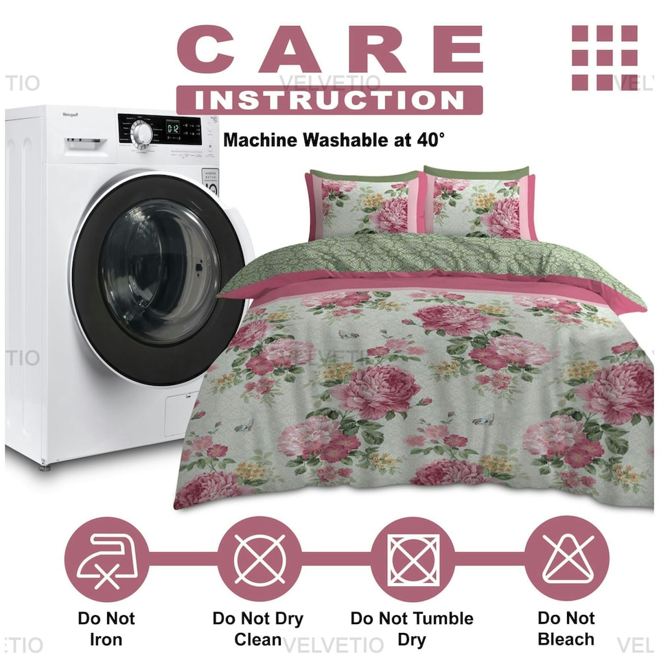 image 1 of VELVETIO Jacinda Complete Duvet Cover Set with Fitted Sheet Breathable Bedding Quilt Multi | King