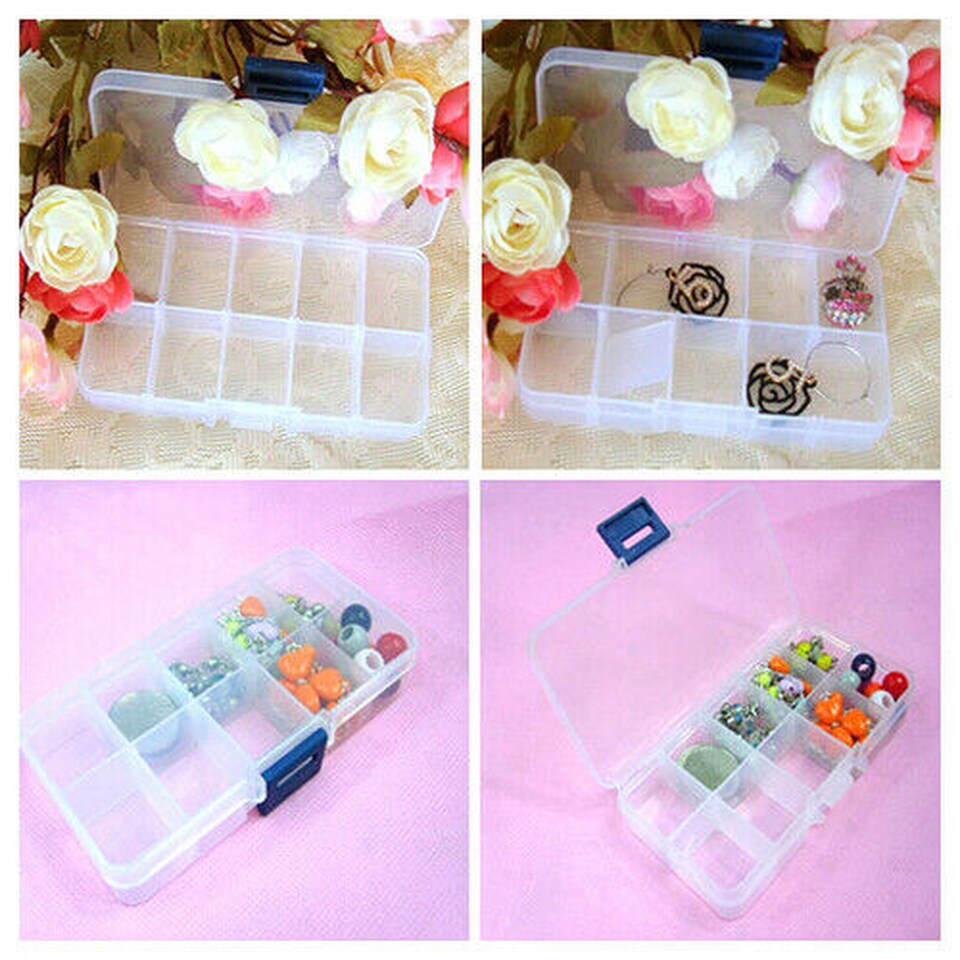image 1 of 10 Compartment Plastic Craft Storage Box | Small Organiser Case for Beads, Jewellery, Fishing Tackle & Accessories