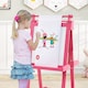 image 4 of COSTWAY Foldable Easel Kids 3-in-1 Double-sided Art Easel w/Chalkboard-Pink