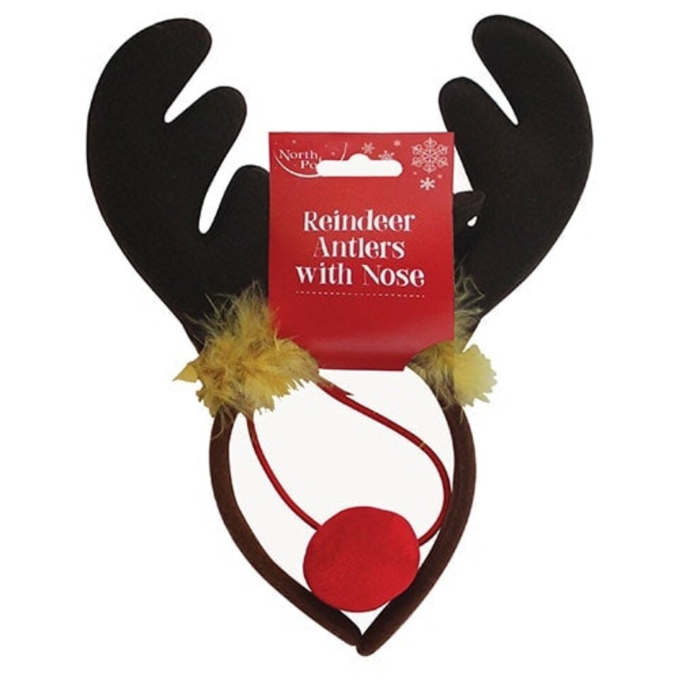 Christmas Reindeer Antlers With Nose Headband Fancy Dress