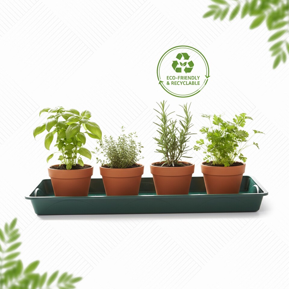 image 1 of 55cm Windowsill Plant Tray Plastic Drip Tray for Indoor Outdoor Plant Pots Pack of 9