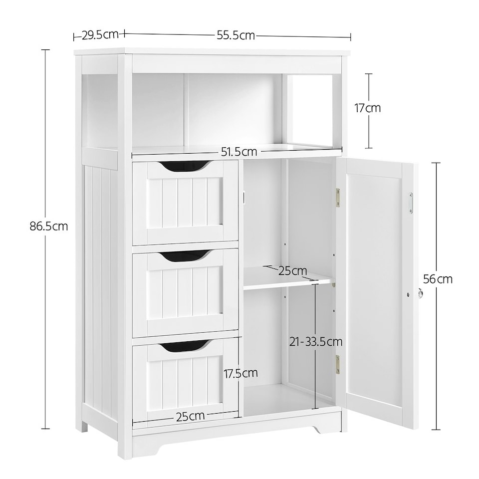 image 1 of Yaheetech Bathroom Floor Cabinet with Three Drawers