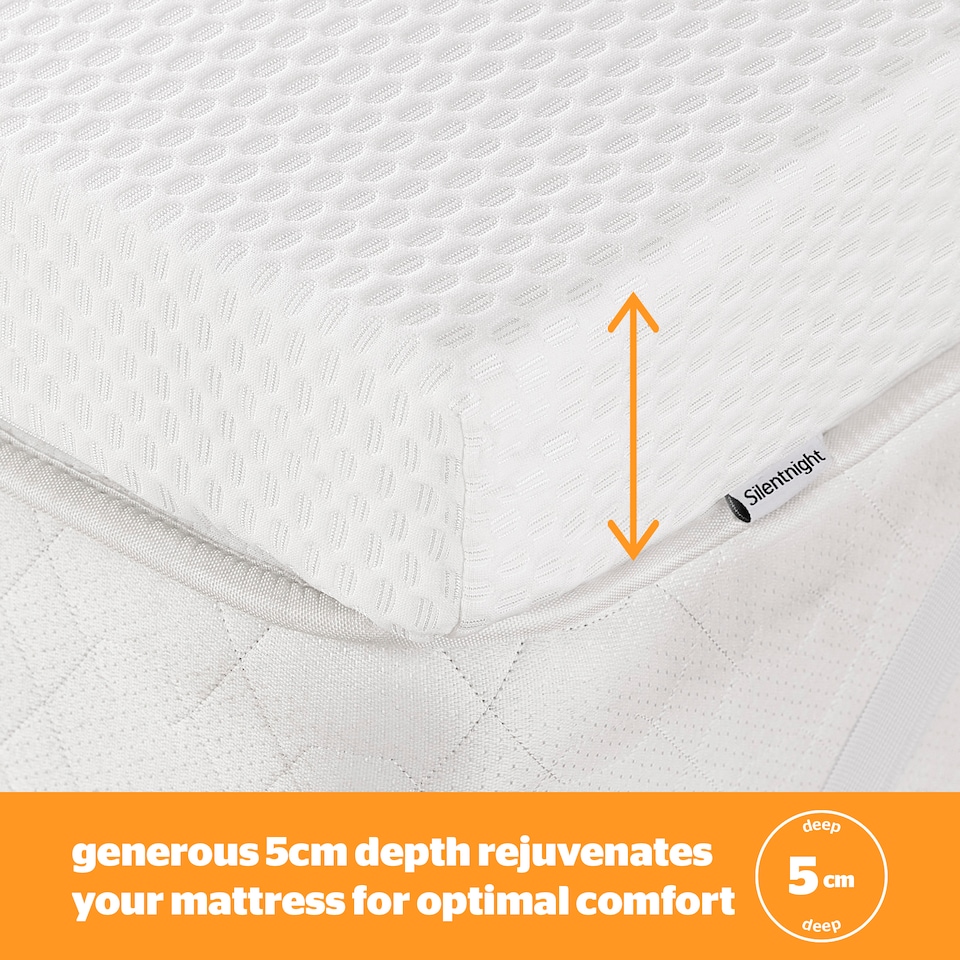 image 1 of Silentnight Impress Memory Foam Mattress Topper, 5cm Thick, Double | White | 1