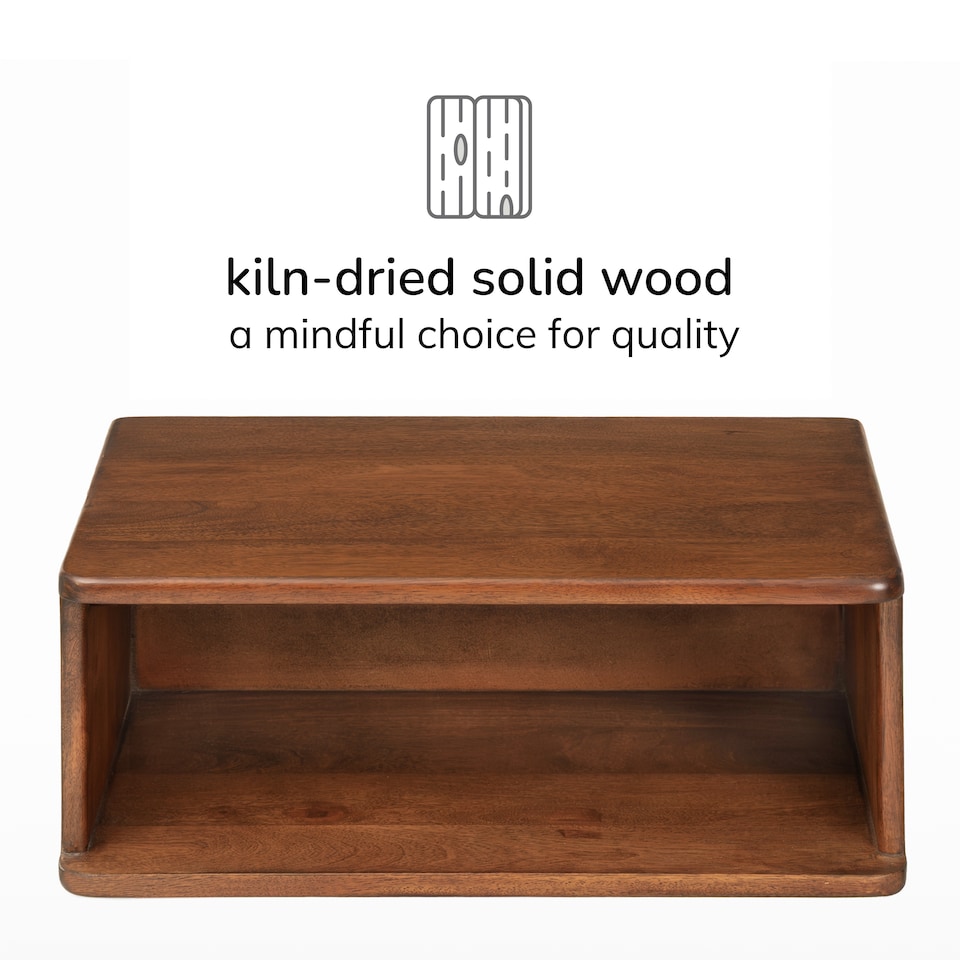 image 1 of Solie Floating Solid Wood Nightstand with Open Shelf