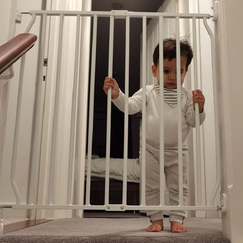 image 1 of Safetots Eco Screw Fit Baby Gate, White, 110cm - 120cm, Stair Gate for Toddler and Baby, Screw Fit Safety Barrier, Easy Installation Safety Gate