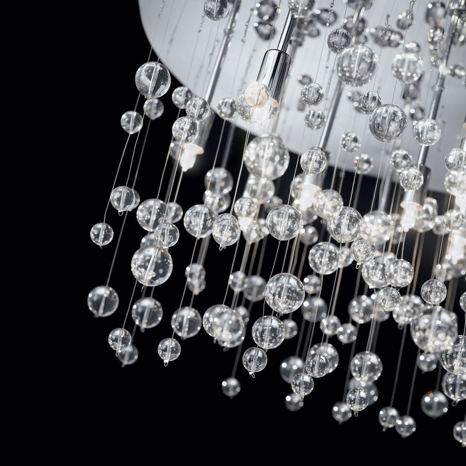 image 1 of Neve  15 Light Extra Large Glass Bubbles Semi Flush Ceiling Pendant Chrome, G9