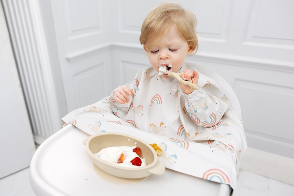 image 1 of Bibado Sporkit Multi-Stage Baby Weaning Spork & Dipper - Fawn, 2 Pack