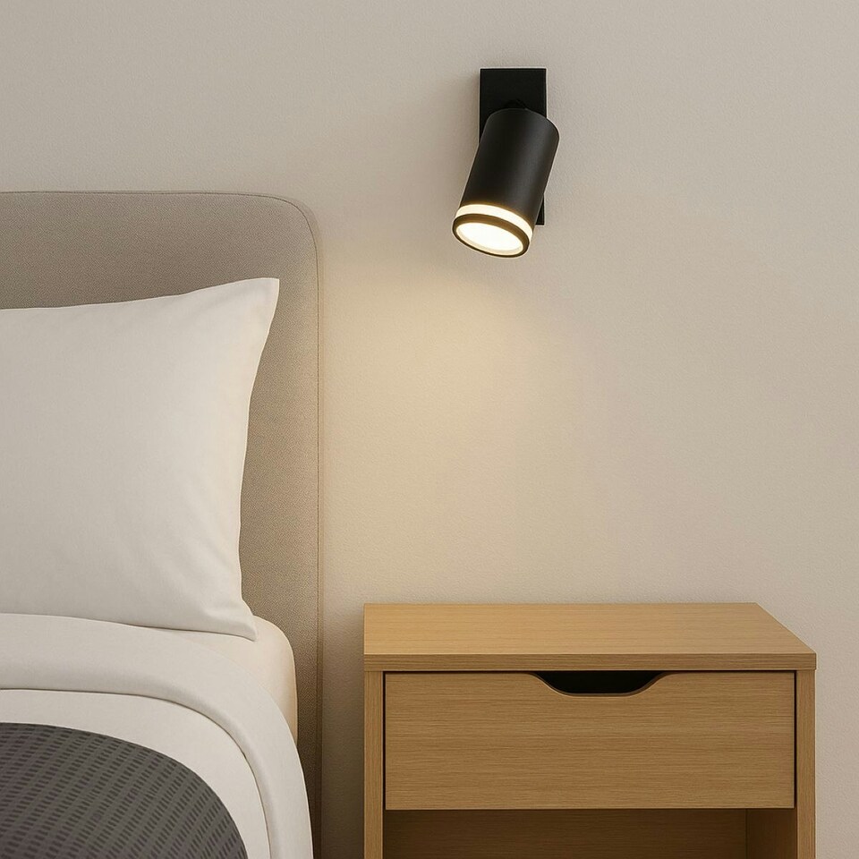 image 1 of CGC BELLA Black GU10 Wall Light Halo Reflector With On/Off Switch Black