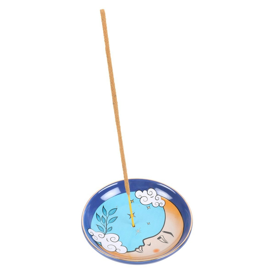 image 1 of Something Different Celestial The Moon Incense Holder - Blue/Beige/White - One Size
