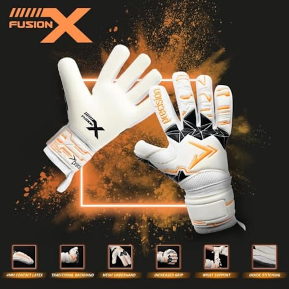 image 1 of Precision Training Fusion X Negative Replica Football Kid'sgoalkeeper Gloves, White, 5