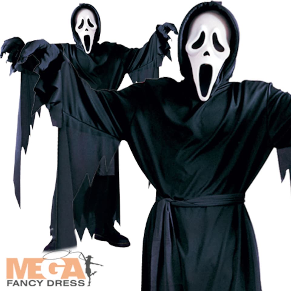 Scream Ghost Face Kids Fancy Dress Halloween Horror Boys Childs Teens Costume (8-10 Years)