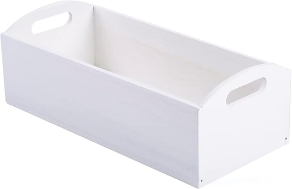 image 1 of Wickerfield Set of 2 Wooden Storage Boxes with Cutout Handles, Kitchen and Desk Organisers
