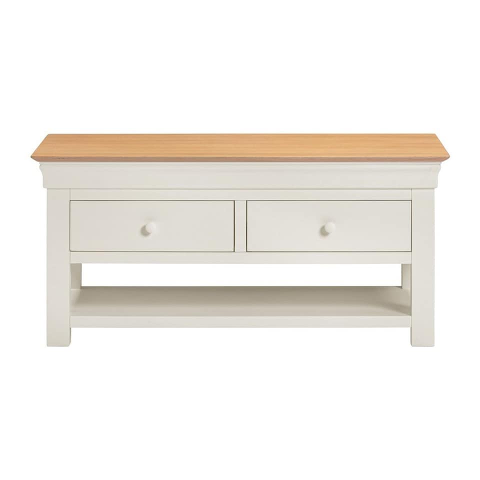 image 1 of Bordeaux Indoor 2 Drawer Coffee Table - L60 x W110 x H50 cm - Ivory - Oak